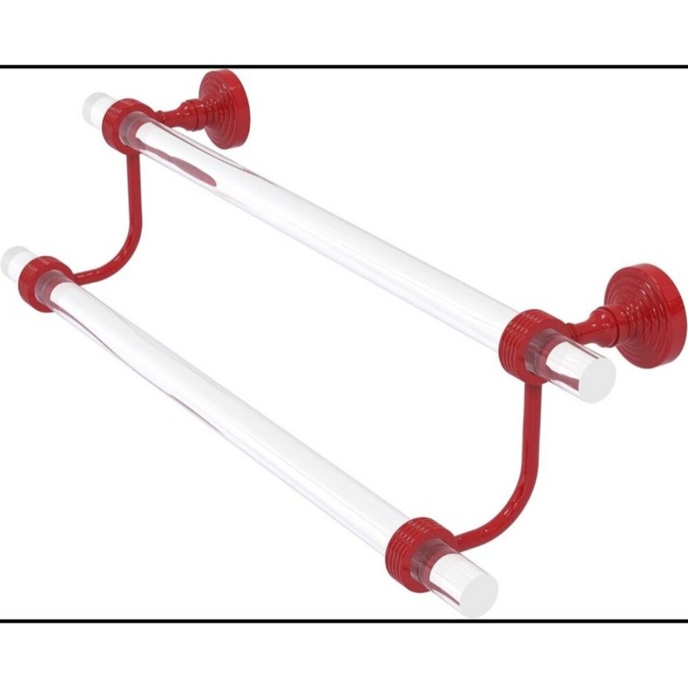 NEW Allied Brass Double Towel Bar Fire Engine Red 40 Inch Acrylic Brass Luxury